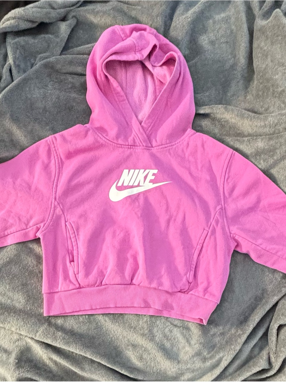 Nike Pink Youth Cropped Hoodie with White Logo